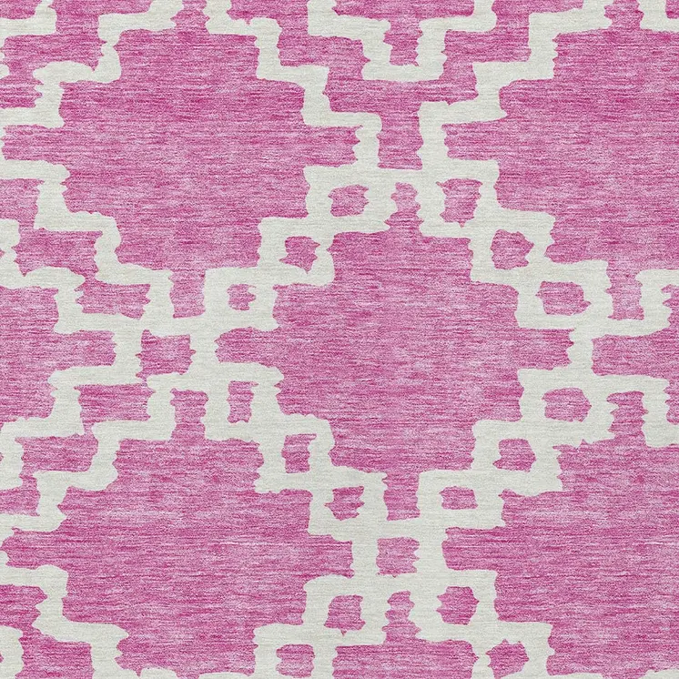 5' X 8' Blush And Ivory Geometric Washable Indoor Outdoor Area Rug