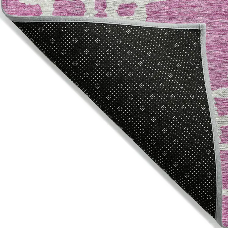 8' X 10' Blush And Ivory Geometric Washable Indoor Outdoor Area Rug