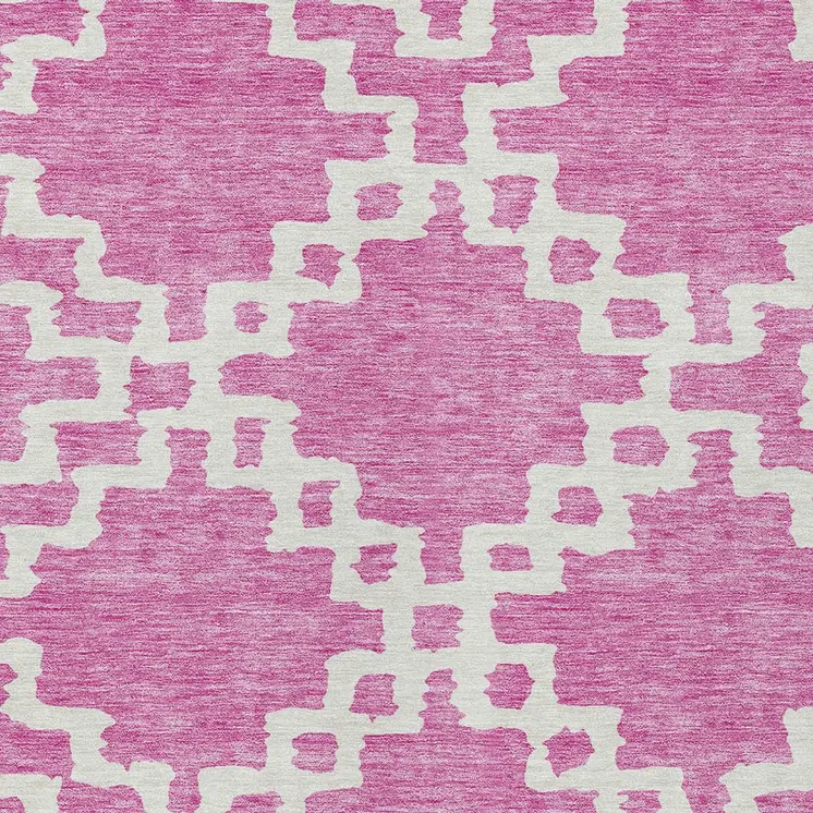 8' X 10' Blush And Ivory Geometric Washable Indoor Outdoor Area Rug
