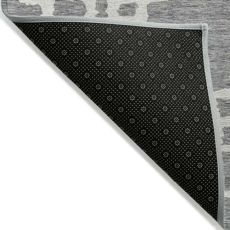 5' X 8' Gray And Ivory Geometric Washable Indoor Outdoor Area Rug