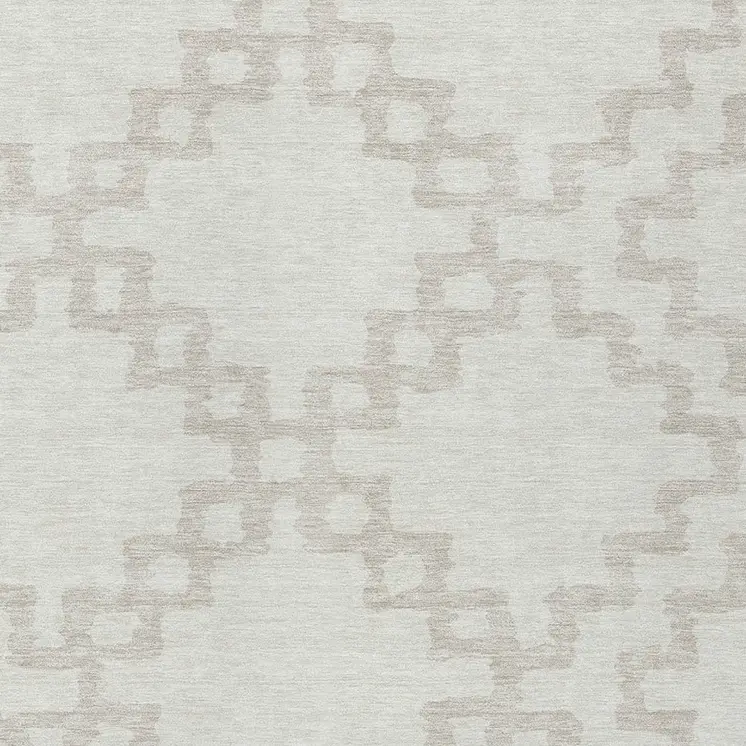 3' X 5' Ivory And Beige Geometric Washable Indoor Outdoor Area Rug