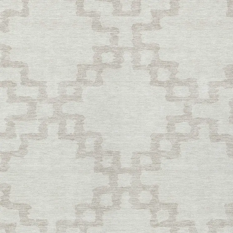 8' X 10' Ivory And Beige Geometric Washable Indoor Outdoor Area Rug