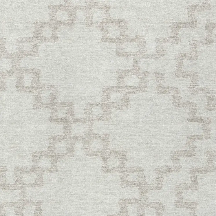 9' X 12' Ivory And Beige Geometric Washable Indoor Outdoor Area Rug