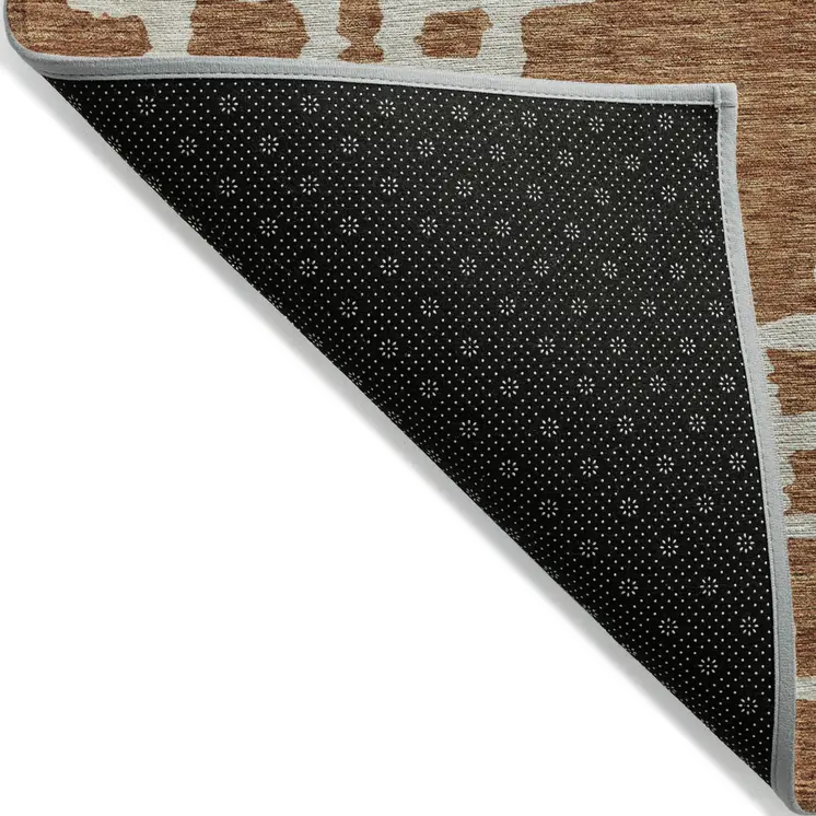 10' X 14' Brown And Ivory Geometric Washable Indoor Outdoor Area Rug