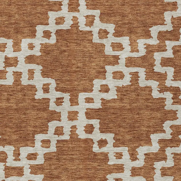 10' X 14' Brown And Ivory Geometric Washable Indoor Outdoor Area Rug