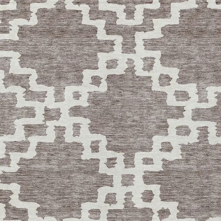 3' X 5' Taupe And Ivory Geometric Washable Indoor Outdoor Area Rug