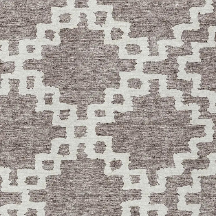 10' X 14' Taupe And Ivory Geometric Washable Indoor Outdoor Area Rug