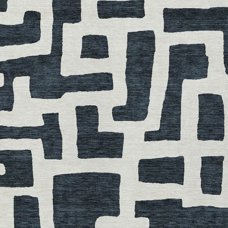 3' X 5' Black And Ivory Abstract Washable Indoor Outdoor Area Rug