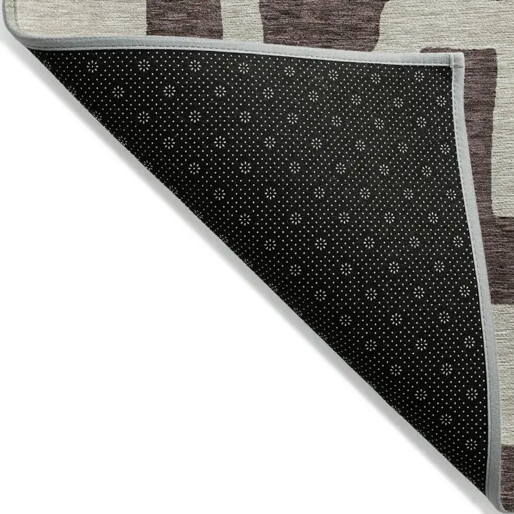 3' X 5' Brown And Beige Abstract Washable Indoor Outdoor Area Rug
