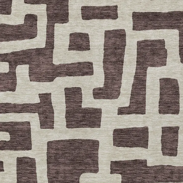 5' X 8' Brown And Beige Abstract Washable Indoor Outdoor Area Rug
