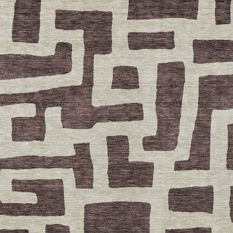 9' X 12' Brown And Beige Abstract Washable Indoor Outdoor Area Rug