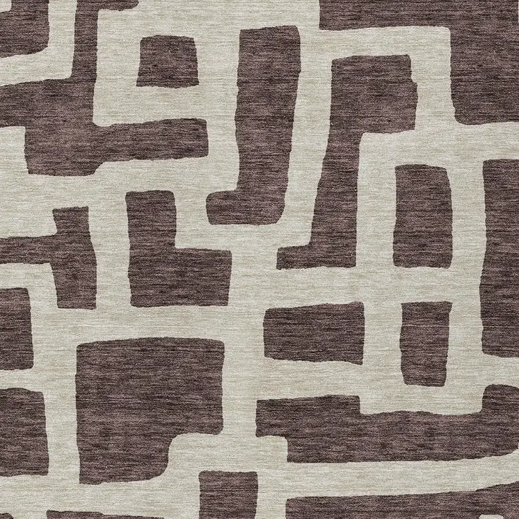 10' X 14' Brown And Beige Abstract Washable Indoor Outdoor Area Rug
