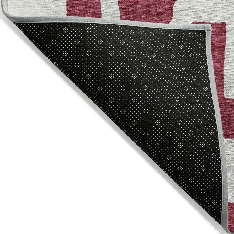 8' X 10' Red And Ivory Abstract Washable Indoor Outdoor Area Rug