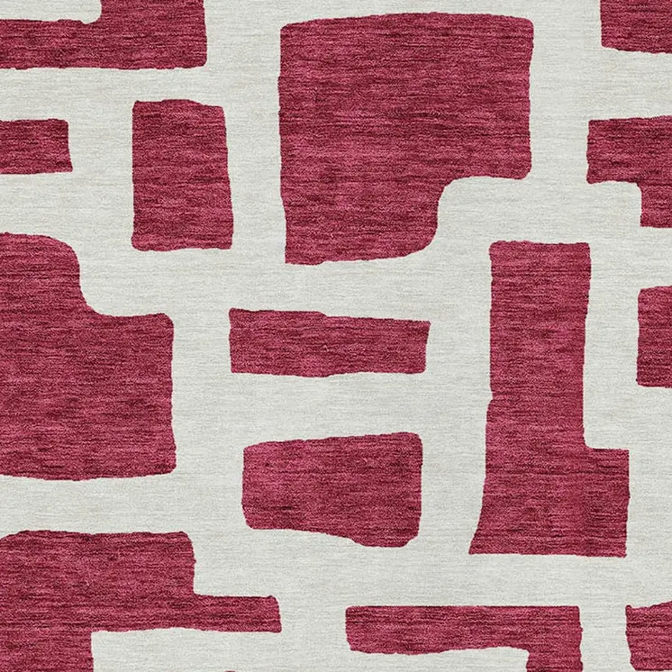 10' X 14' Red And Ivory Abstract Washable Indoor Outdoor Area Rug