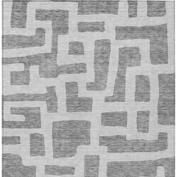 3' X 5' Gray And Ivory Abstract Washable Indoor Outdoor Area Rug