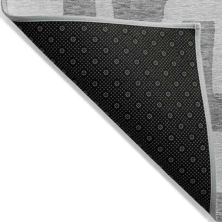 5' X 8' Gray And Ivory Abstract Washable Indoor Outdoor Area Rug