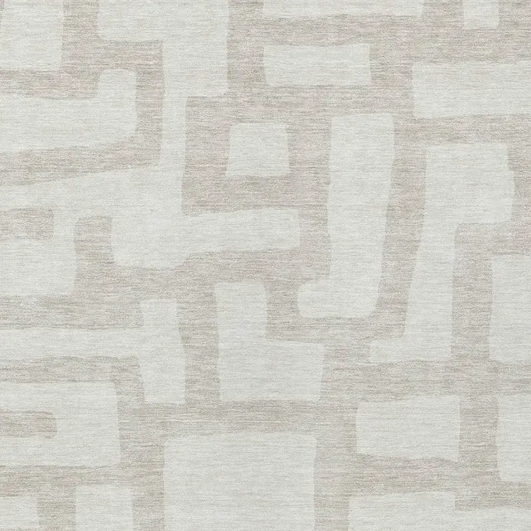 3' X 5' Ivory And Beige Abstract Washable Indoor Outdoor Area Rug