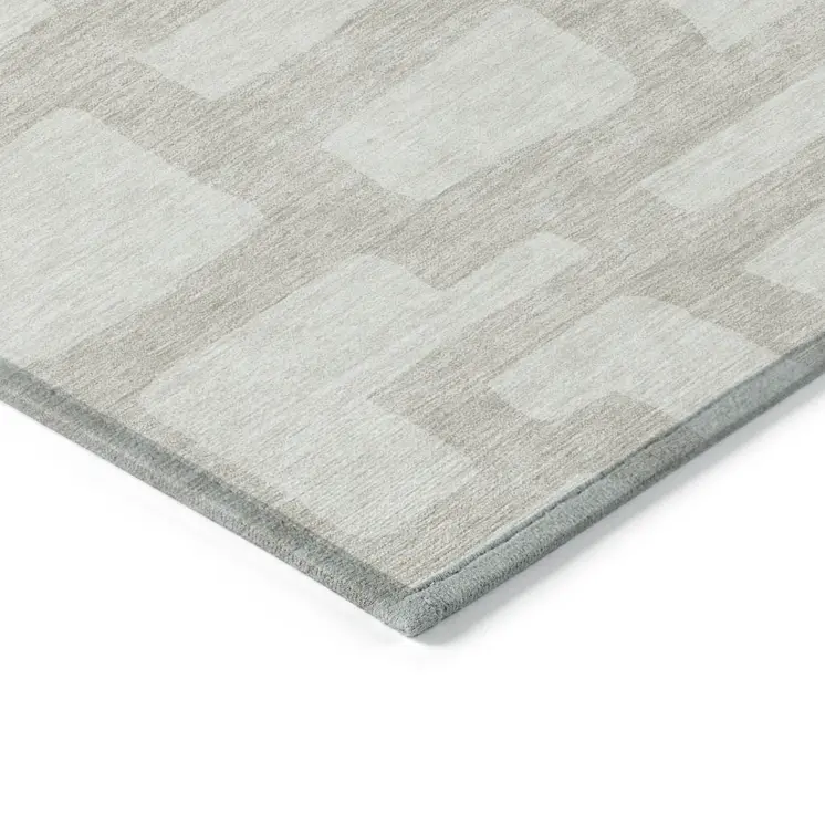 8' X 10' Ivory And Beige Abstract Washable Indoor Outdoor Area Rug