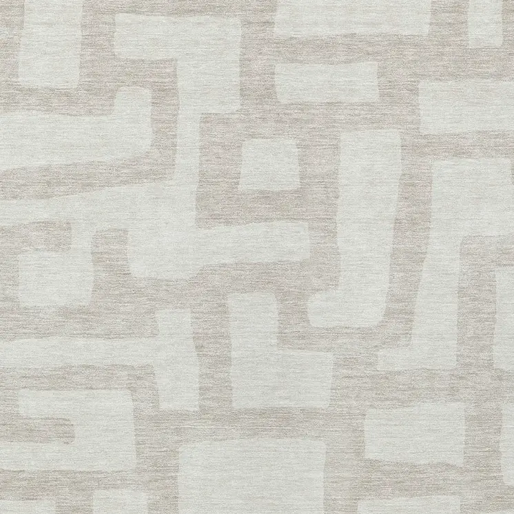 8' X 10' Ivory And Beige Abstract Washable Indoor Outdoor Area Rug