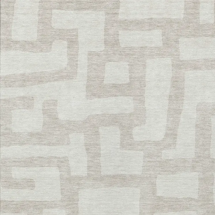 9' X 12' Ivory And Beige Abstract Washable Indoor Outdoor Area Rug