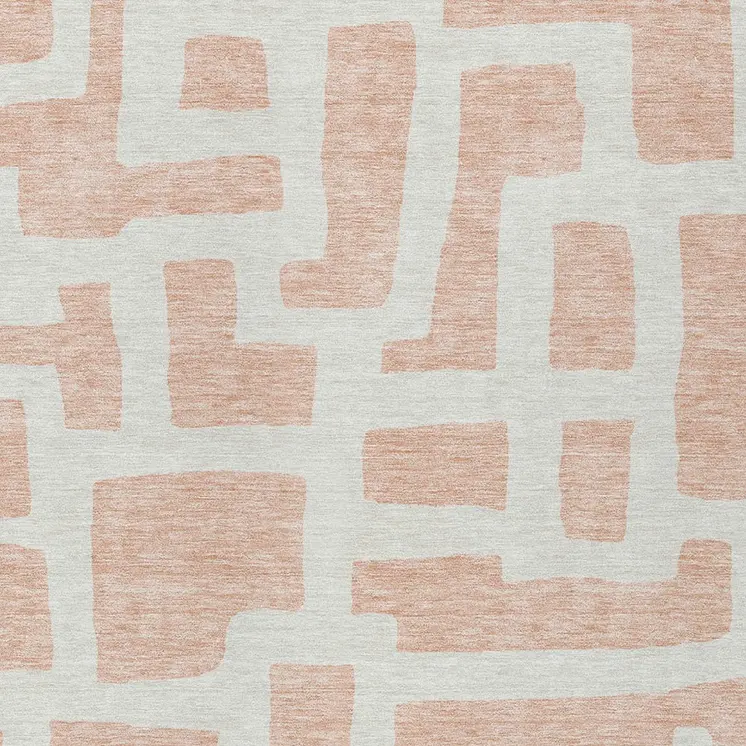 5' X 8' Peach And Gray Abstract Washable Indoor Outdoor Area Rug