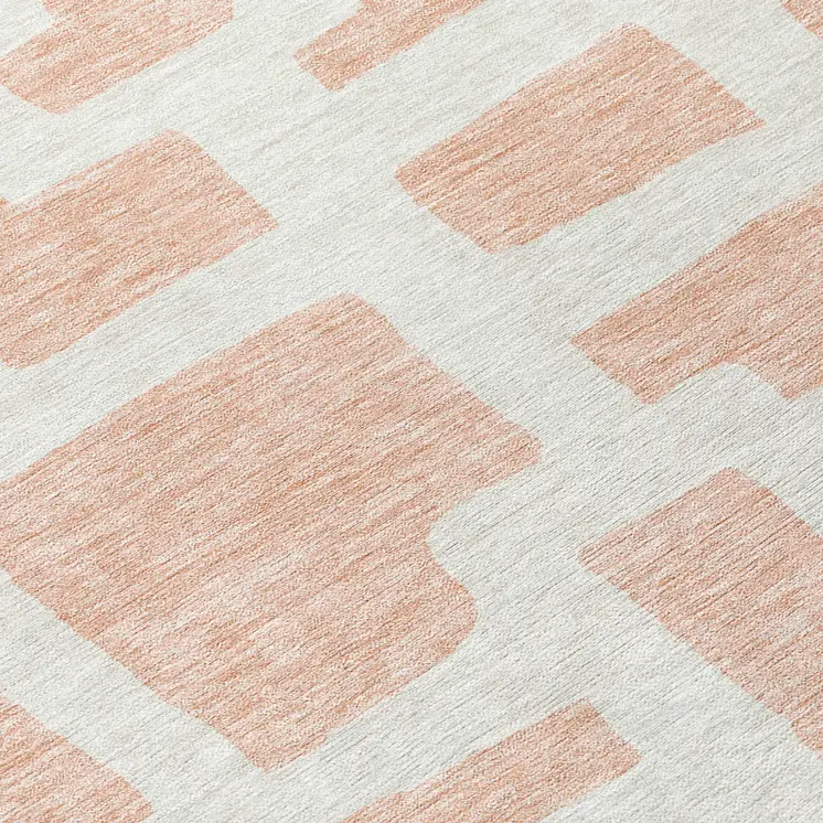 8' Peach And Gray Round Abstract Washable Indoor Outdoor Area Rug