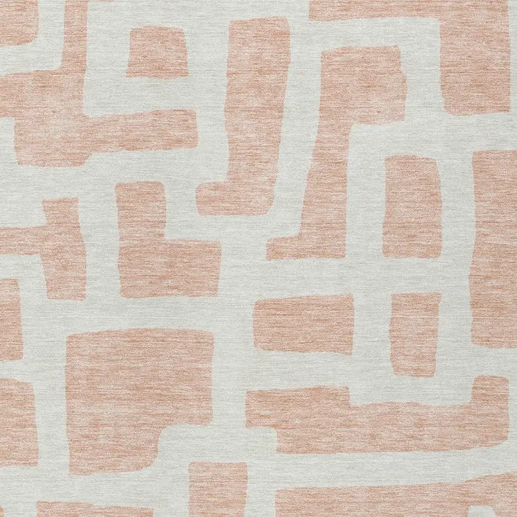 8' X 10' Peach And Gray Abstract Washable Indoor Outdoor Area Rug