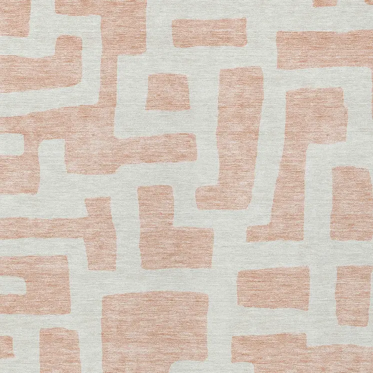10' X 14' Peach And Gray Abstract Washable Indoor Outdoor Area Rug