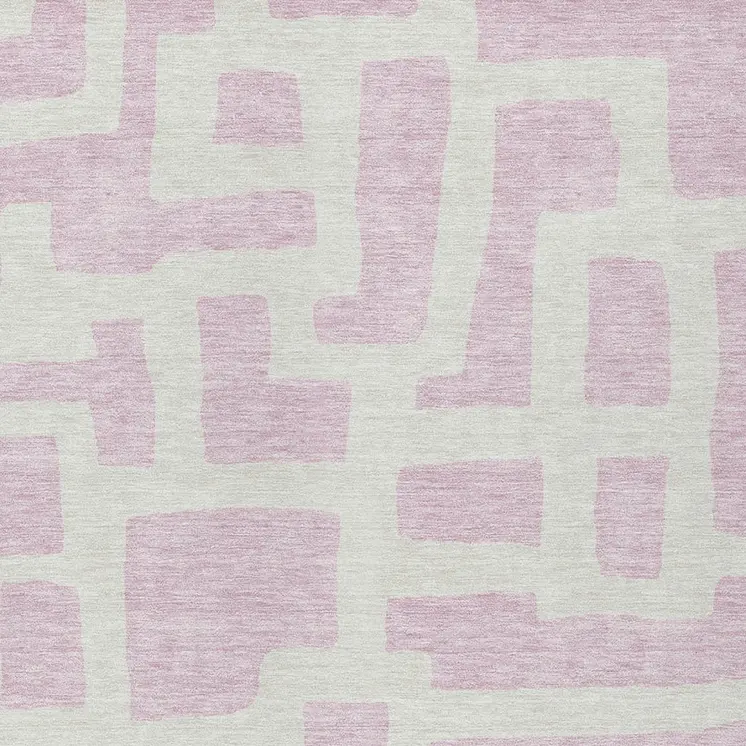 5' X 8' Pink And Ivory Abstract Washable Indoor Outdoor Area Rug
