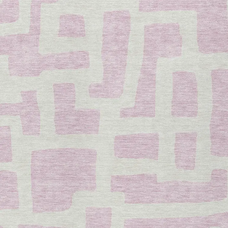 8' X 10' Pink And Ivory Abstract Washable Indoor Outdoor Area Rug