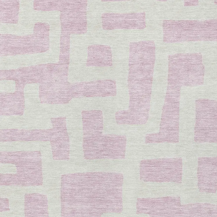 10' X 14' Pink And Ivory Abstract Washable Indoor Outdoor Area Rug
