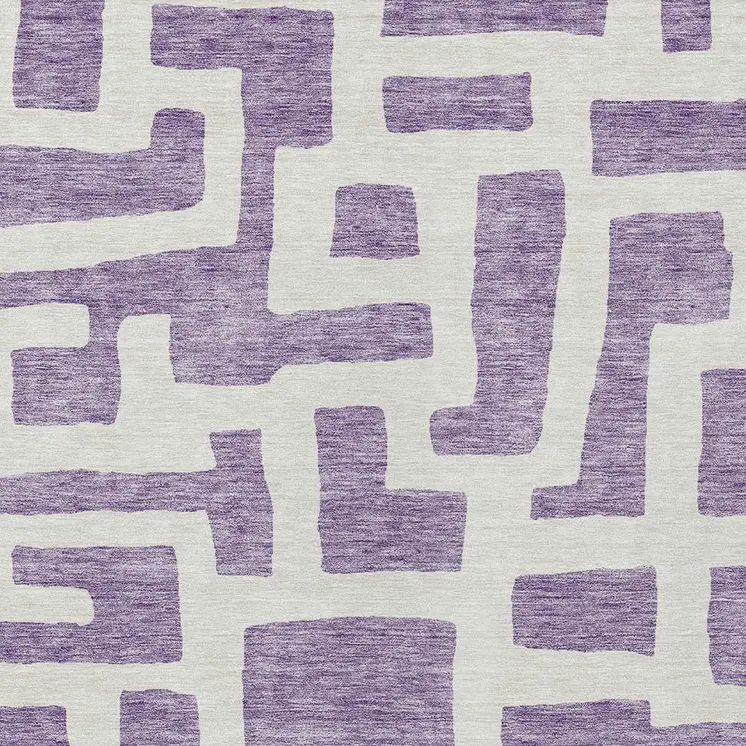 3' X 5' Purple And Ivory Abstract Washable Indoor Outdoor Area Rug