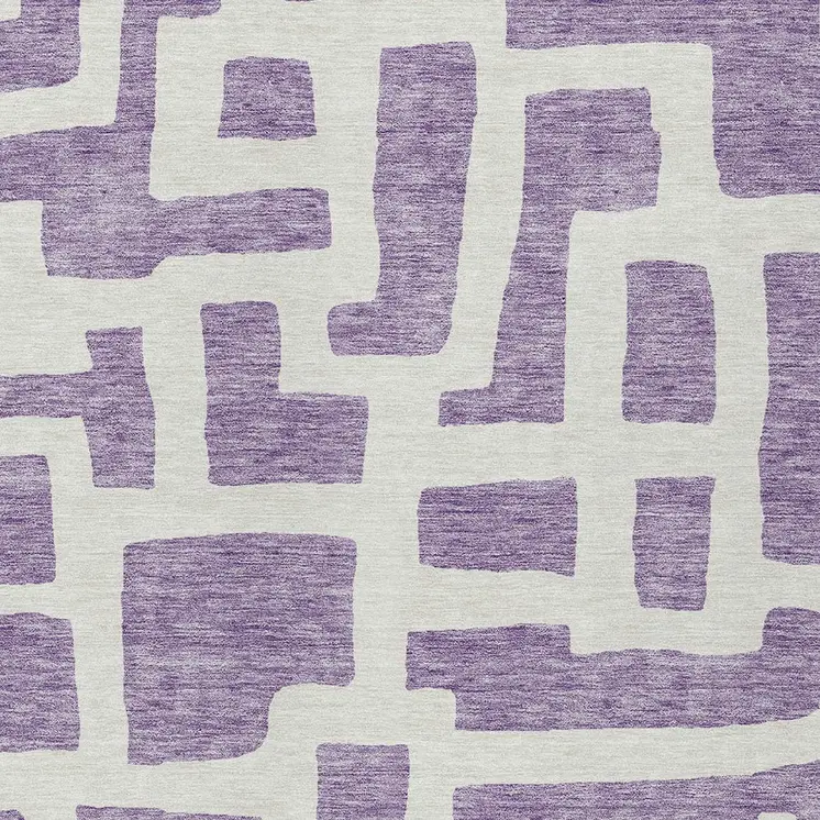 8' X 10' Purple And Ivory Abstract Washable Indoor Outdoor Area Rug