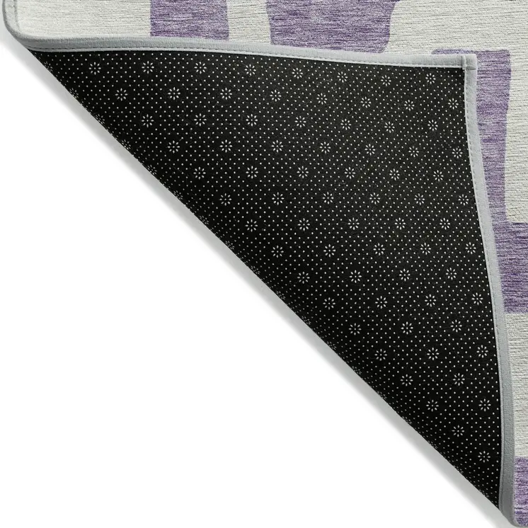 10' X 14' Purple And Ivory Abstract Washable Indoor Outdoor Area Rug
