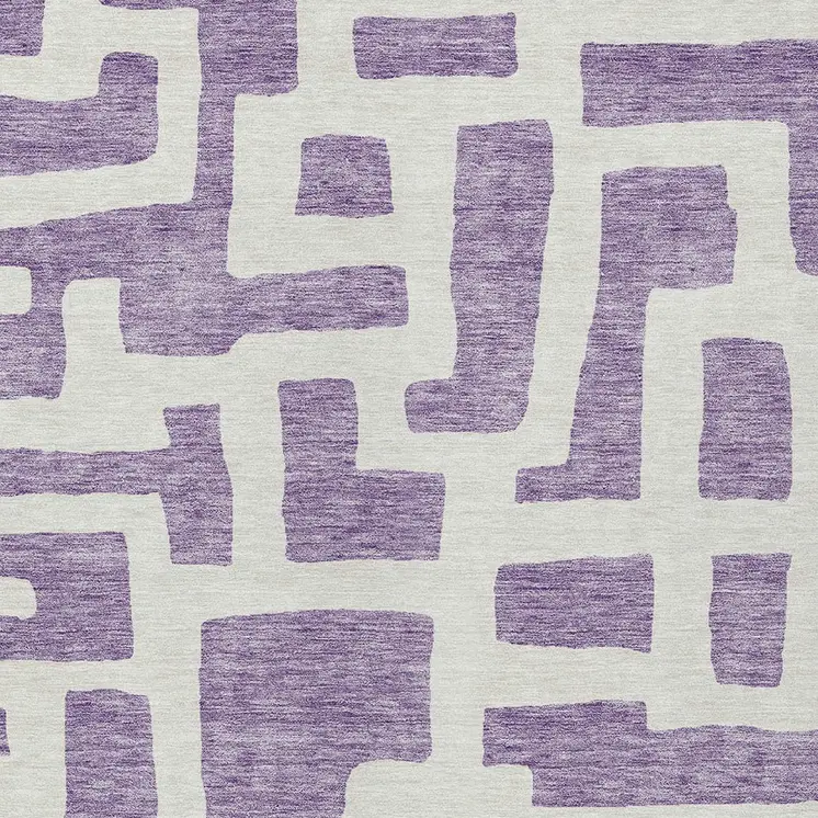 10' X 14' Purple And Ivory Abstract Washable Indoor Outdoor Area Rug