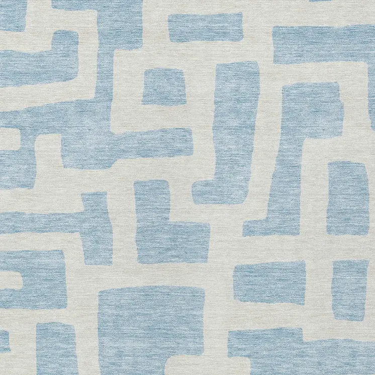 10' X 14' Sky Blue And Ivory Abstract Washable Indoor Outdoor Area Rug
