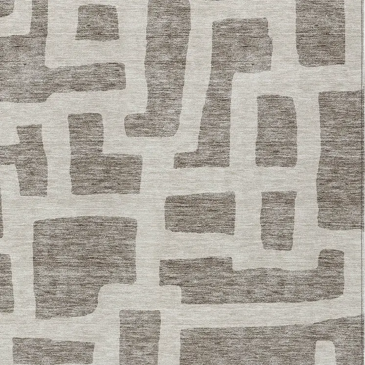 5' X 8' Taupe And Gray Abstract Washable Indoor Outdoor Area Rug