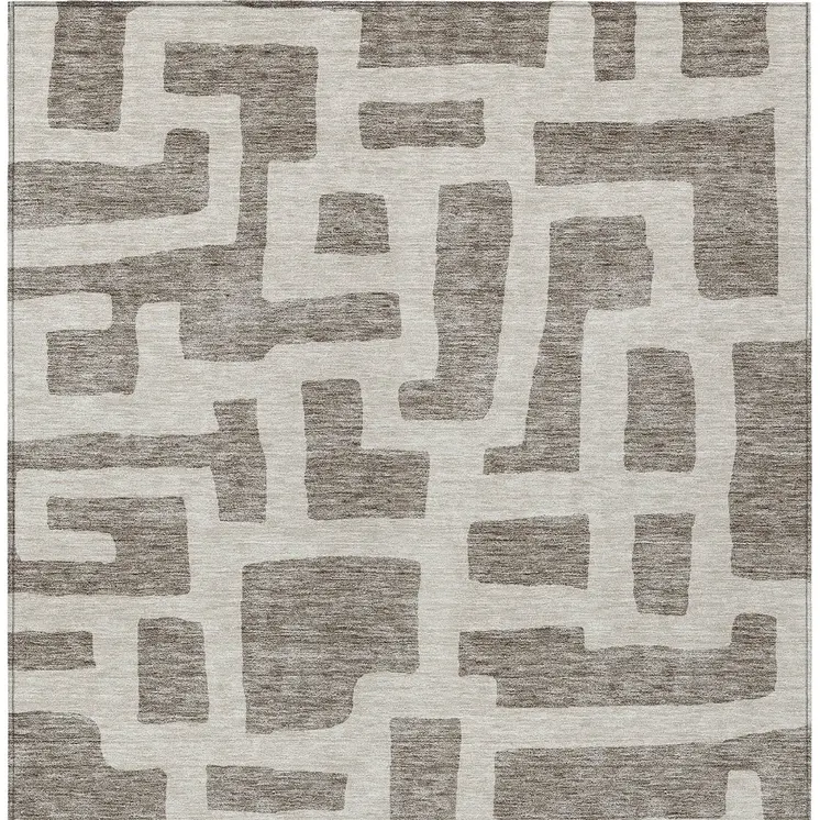 8' X 10' Taupe And Gray Abstract Washable Indoor Outdoor Area Rug