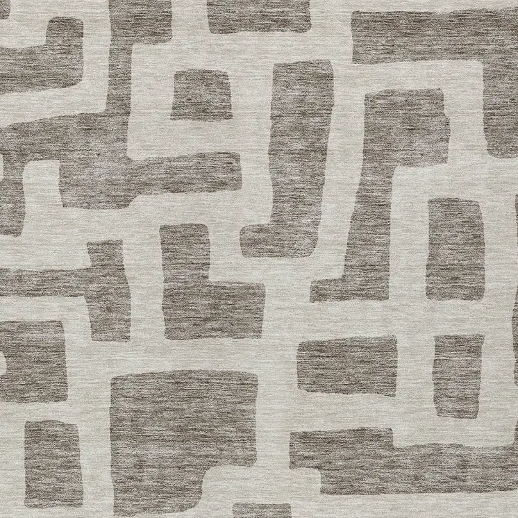 9' X 12' Taupe And Gray Abstract Washable Indoor Outdoor Area Rug