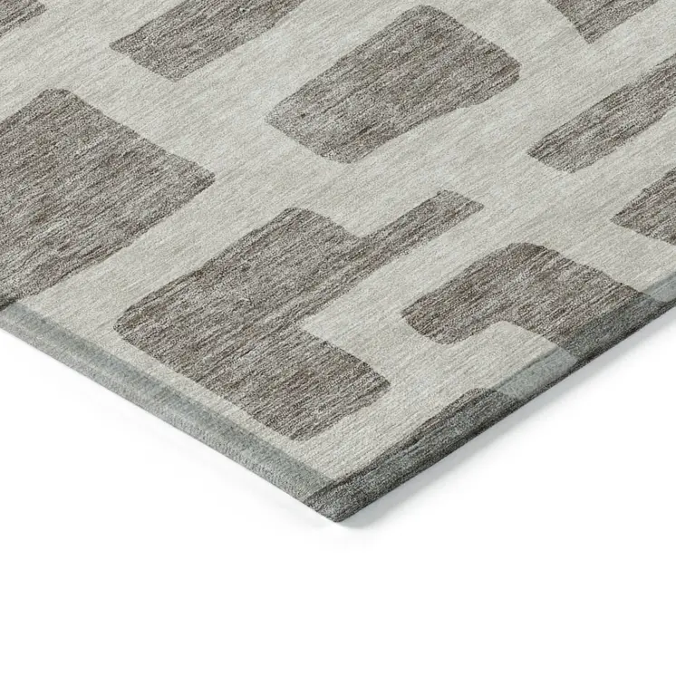 10' X 14' Taupe And Gray Abstract Washable Indoor Outdoor Area Rug