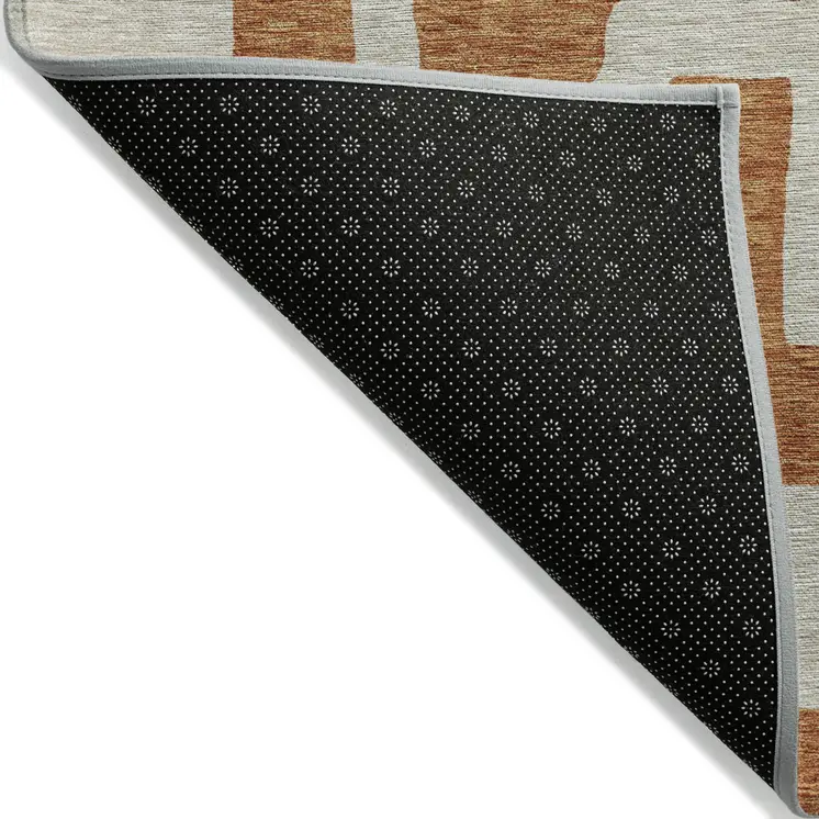 8' X 10' Terra Cotta And Gray Abstract Washable Indoor Outdoor Area Rug