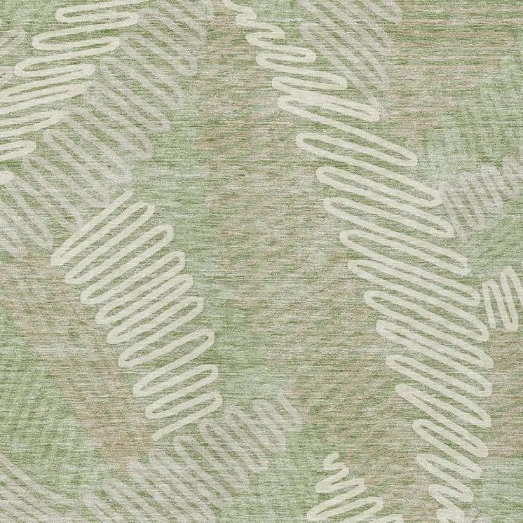 5' X 8' Artichoke Green Brown And Ivory Floral Washable Indoor Outdoor Area Rug