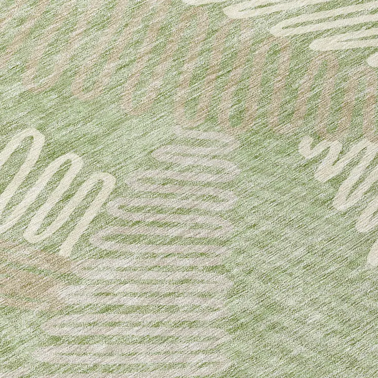8' X 10' Artichoke Green Brown And Ivory Floral Washable Indoor Outdoor Area Rug