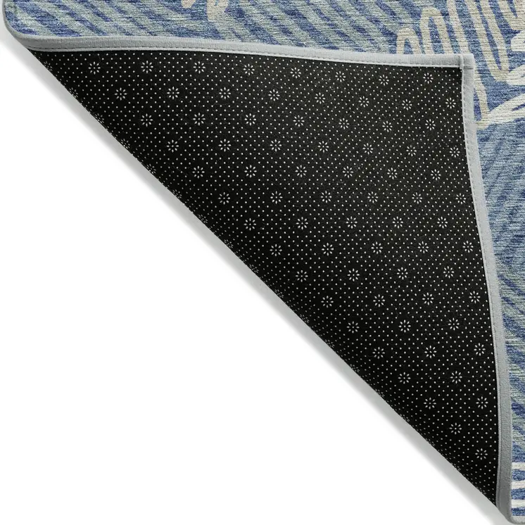 5' X 8' Blue Gray And Ivory Floral Washable Indoor Outdoor Area Rug
