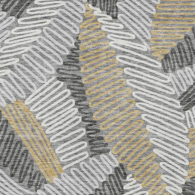 3' X 5' Gray Beige And Ivory Floral Washable Indoor Outdoor Area Rug
