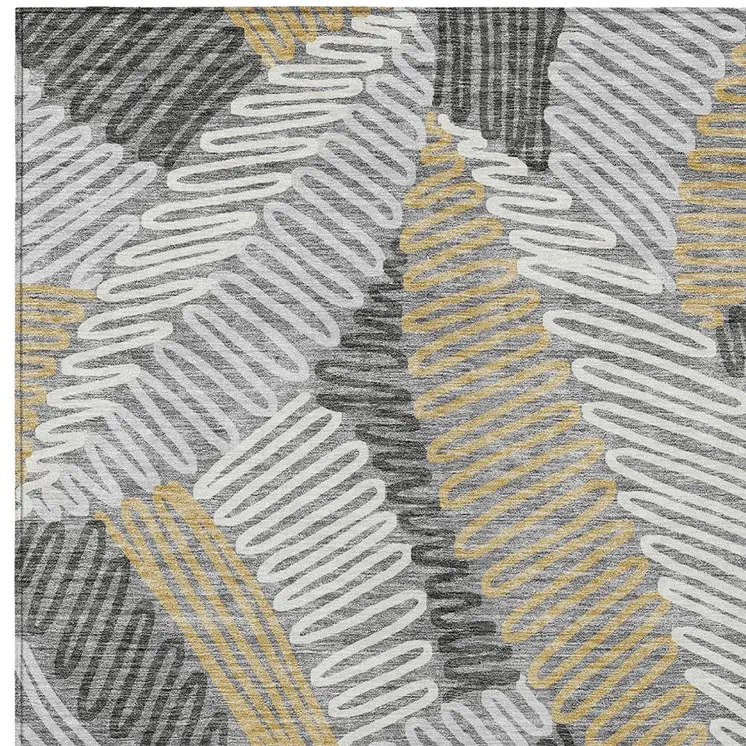8' X 10' Gray Beige And Ivory Floral Washable Indoor Outdoor Area Rug