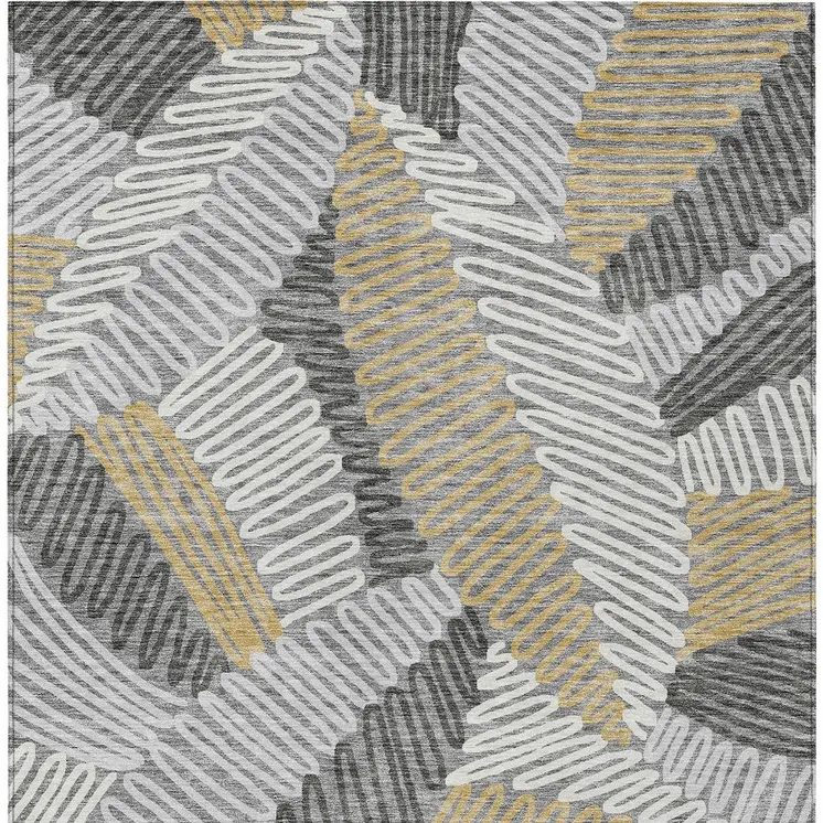 9' X 12' Gray Beige And Ivory Floral Washable Indoor Outdoor Area Rug