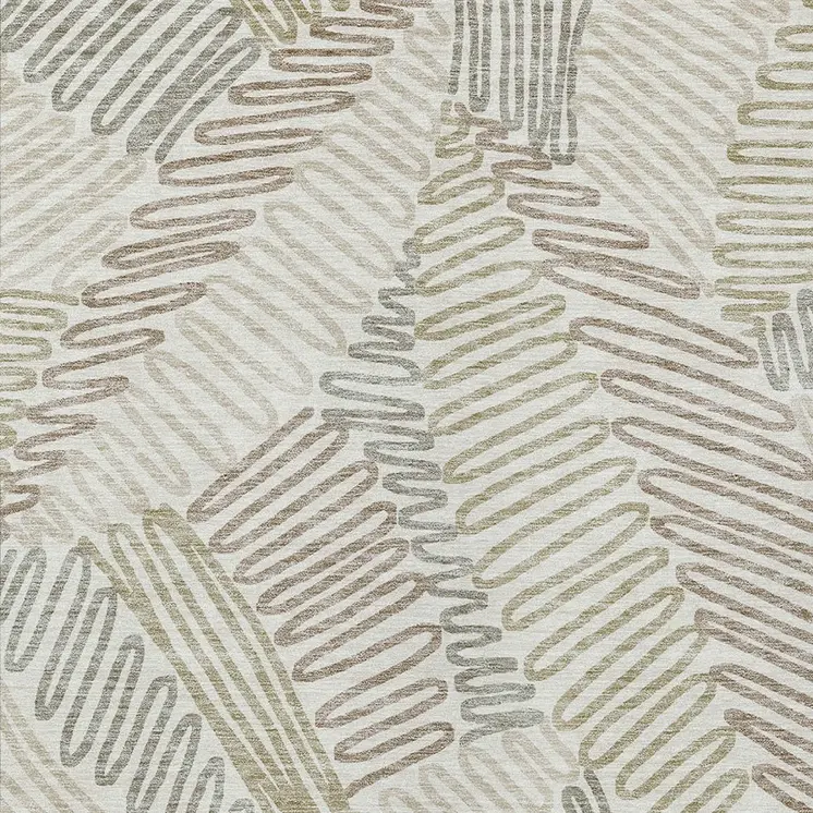 3' X 5' Ivory Gray And Brown Floral Washable Indoor Outdoor Area Rug