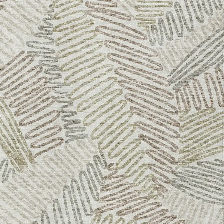 5' X 8' Ivory Gray And Brown Floral Washable Indoor Outdoor Area Rug