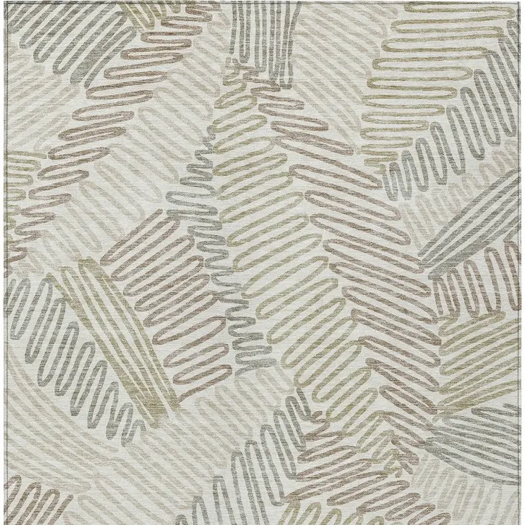 5' X 8' Ivory Gray And Brown Floral Washable Indoor Outdoor Area Rug